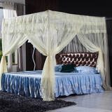 圣安贝 蚊帐不锈钢支架加固双人床1.8米三开门加密 整套米黄三门（加固斜拉一副） 200cm*180cm*200cm 长宽高