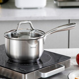 Momscook 不锈钢奶锅 复底加厚 小奶锅煮热牛奶锅电磁炉小锅 16CM奶锅（YH1609DB） 16cm