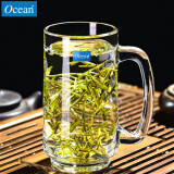 Ocean进口玻璃茶杯耐热泡茶杯带把家用待客水杯加厚大容量绿茶杯 风度把杯357ml【单只】