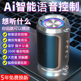 鲁仕柏林之声音响户外便携低音炮AI智能蓝牙音箱双喇叭超大音量家用户外便携音响哈曼卡顿音效 黑色 顶配版[语音点歌/震撼双喇叭]