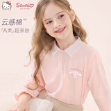 Hello Kitty女童打底衫春秋装洋气儿童T恤长袖大童娃娃领上衣G031樱花粉170