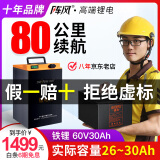阵风电动车锂电池大容量快递外卖电瓶三元锂磷酸铁锂电动摩托车专用 60V30Ah 【铁锂+蚂蚁板】10A可调