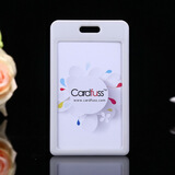 卡富仕（cardfuss） 推合滑盖卡套配易拉扣伸缩挂绳胸牌吊牌挂脖厂牌IC门禁卡套胸卡套外壳保护套 T3灰白竖 1个