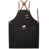 爱家森悦牛仔围裙定制印logo花艺师餐饮理发店画画男女画画美术烘焙工作服 本带子带钩皮带黑色牛仔