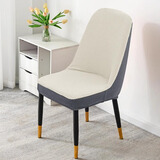 乔乐思萬能椅子套罩四季通用2024新款家用弧形靠背一体餐桌凳子座椅垫套 玉石白拼古典灰 常规尺寸