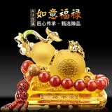 紫杉堡汽车摆件车载中控台装饰品福禄平安金琥葫芦+貔貅红玛瑙礼物