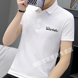 哇牌裳男士T恤夏季保罗带领男士冰丝有领半袖潮流翻领定制工作服短袖t恤 白色 2XL
