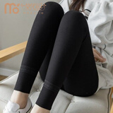 莫代尔 大码胖mm200斤打底裤女春秋外穿薄款高腰蕾丝拼接弹力螺纹小脚裤 黑色-春秋 2XL 适合140-160斤