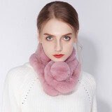 达芬奇密码围巾女冬款 保暖围脖女 仿 獭兔毛围巾双面送女友生日礼物礼盒装 毛球 橡皮粉