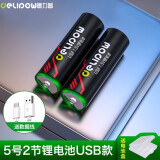 德力普（Delipow） USB充电电池5号锂电池大容量快充1.5v恒压AA适用血压仪电子锁鼠标手柄 2节5号2500mWh锂电池【Type-C快充】