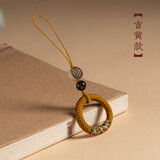 珍格（zhenge） 手机指环扣挂绳短款手腕绳结实耐用中国挂件男女款手工编织手指扣 指环扣【吉黄色】手机指环扣编织挂绳