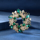 布兰琪（Blanche）【女神礼】紫荆花胸针女轻奢气质水晶胸花大气百搭别针教师节礼物 祖母绿-玫瑰金