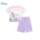 迪士尼儿童短袖套装T恤短裤2件套 女童黛丝渐变粉紫ZD2DT053 6岁/身高130cm