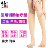修正静脉曲张弹力袜子夏季薄款辅助医用治疗型男女士二级贴身压力袜减压裤小腿袜防血栓水肿疼痛可搭冷敷凝胶 2级中筒 肤色露趾 S