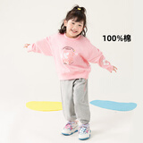 迪士尼童装儿童卫衣套装卡通休闲套装 女童米妮桃粉+花灰ZD1DT002 100