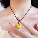 金莱缘黄金古法小胖福吊坠女999足金元宝金坨编织项链情人节送女友礼物 大版 加厚胖福+金珠约8g