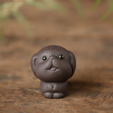 宇轩茶宠紫砂迷你可爱小萌猪可养 指尖掌中小狗小宠 袖珍小号摆件 旺财狗黑色