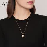 AIF毛衣链女小方扣项链女秋冬卫衣链挂链长颈链吊坠衣服配饰挂件饰品 钛钢小方扣毛衣链