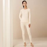 宜而爽 男女士全棉秋衣秋裤情侣套装圆领打底纯棉毛衫纯棉保暖内衣 女款浅玉 L