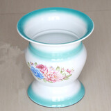 力思俊 老式加厚防滑高脚搪瓷痰盂老人儿童夜壶尿罐子孙桶便盆座便器尿壶 蓝白高脚痰盂（单个）