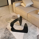 汇优隆实木钢化玻璃茶几客厅家用小户型极简创意现代简约轻奢网红高级感 野口勇茶几 黑色腿+透明玻璃91cm