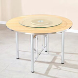 斯朴洛特加厚折叠餐桌带转盘12饭店大圆桌聚会家用吃饭桌15人台面简易桌子 1.4洣桌面+转盘+桌腿 【浅木纹色
