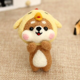 抖音同款羊毛毡戳戳乐diy材料包手工 圣诞柴犬猫咪小动物猫咪手工diy挂件玩偶 萌鸡柴犬（手机链送工具材料包）