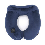 飞跃特旅行充气U型枕u形颈椎枕头按压式脖子护颈枕飞机睡觉神器便携靠枕 深蓝色(赠送眼罩耳塞收纳袋)