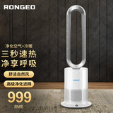 荣芝RONGEO冷暖两用无叶暖风扇立式家用取暖器省电智能卧室遥控暖风机儿童电暖气婴儿速热取暖气 高端定制白银（冷暖两用＋HEPA过滤）