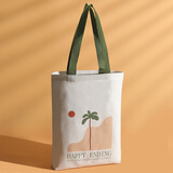 乐活旅行帆布包手提购物布袋带拉链环保袋子女大容量衣服收纳简约风小布兜