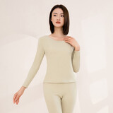 好波秋衣秋裤套装女保暖内衣男士莱卡棉薄款本命年贴身秋衣套装HLL 暖绿 L (165)