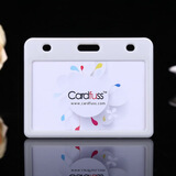 卡富仕（cardfuss） 推合滑盖卡套配易拉扣伸缩挂绳胸牌吊牌挂脖厂牌IC门禁卡套胸卡套外壳保护套 T3灰白横 1个