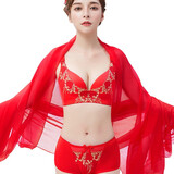 代代之家红色内衣套装女本命年结婚无钢圈性感小胸聚拢无痕内裤文胸罩 喜结良缘套装红色 36-80B