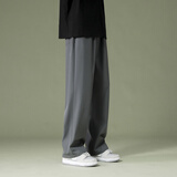杉努裤子男士秋冬季加绒加厚直筒宽松休闲拖地学生阔腿百搭垂坠西长裤 2028QK深灰(长裤) XL （建议125-145斤）