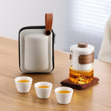 不拙户外旅行茶具套装便携式功夫陶瓷泡茶器家用车载旅游茶具快客杯 1-雅白-云海快客杯(1壶3杯)