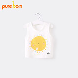 博睿恩（Pureborn）婴儿背心清凉无袖男女宝宝纯棉上衣夏季薄款衣服儿童打底衫 本白小太阳 100