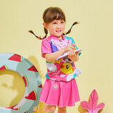 lemonkid儿童泳衣男女童速干衣分体中大童宝宝泳装 桃粉快乐小兔110