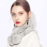 达芬奇密码仿獭兔毛围巾仿皮草濑兔毛毛领子女双面百搭秋冬韩版加厚毛绒围脖 浅灰