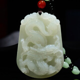 靳铂梵和田玉生肖吊坠十二生肖守护神龙牌虎牌项链青白玉鼠牛虎兔龙蛇马羊猴鸡狗猪玉坠 大版生肖龙