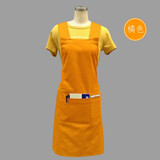 爱家森悦防水围裙定制LOGO韩版时尚咖啡店餐厅美甲网咖厨房服务员工作服 防水宽肩橘色