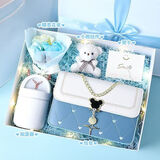 千鲸520情人节生日礼物女生送闺蜜女朋友老婆包包高档实用纪念高级感 女神蓝包包+加湿器+挂件+花束