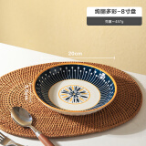 舍里简约日式餐盘家用2024新款创意网红陶瓷高级感餐具汤盘深盘高颜值 绚丽多彩-8英寸盘 单个入