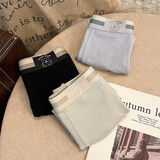 Zackwear男士内裤纯棉条纹小熊简约清新内裤男生舒适透气平角裤可爱四角裤 蓝色+黑色+绿色 XXL