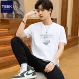 TEEK男款短袖白色t恤男衣服 青少年夏装体恤夏季男装休闲印花半袖上衣 【50S长绒棉】HS15L白色 M