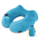 飞跃特旅行充气U型枕u形颈椎枕头按压式脖子护颈枕飞机睡觉神器便携靠枕 湖蓝色(赠送眼罩耳塞收纳袋)