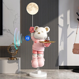 辰鱼轻奢暴力熊客厅大型落地摆件电视柜沙发旁家居装饰品乔迁新居礼品 【高133cm】暴力熊粉色+蓝牙音响