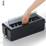 家の物语（KATEI STORY）日本进口床头电线收纳盒电源插座集线盒桌面电源线理集线盒收纳 黑色中号