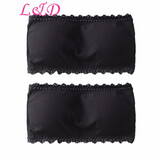 凌登【2件装】蕾丝裹胸带胸垫抹胸文胸无肩带内衣内搭婚纱礼服打底防走光纯色围胸背心女 2件黑色(条纹款) 均码（建议体重85-125斤，带隐形肩带）