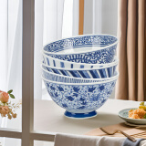 美浓烧（Mino Yaki） 【日本原装进口】美浓烧餐具陶瓷碗日式家用米饭碗餐具套装 4.5英寸染付饭碗5件套