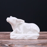 fw创意陶瓷工艺品12十二生肖摆件动物属相客厅房间玄关桌面摆设瓷器小号羊家居装饰工艺品 白瓷牛小号